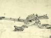 Рисунок. «Разбитое немецкое 105 мм орудие». 1941-1944 гг. Царевич И.В.