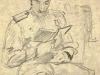 Рисунок. «Красноармеец читает». 1943-1944 гг. Царевич И.В.
