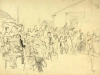 Рисунок. «Политсобрание красноармейцев». 1941-1943 гг. Царевич И.В.